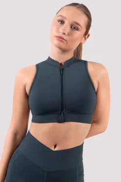 Bloch Crop Tops|Oberteile^Apex Everhold Crop Top mit Reißverschluss vorne greencharcoal