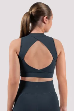 Bloch Crop Tops|Oberteile^Apex Everhold Crop Top mit Reißverschluss vorne greencharcoal