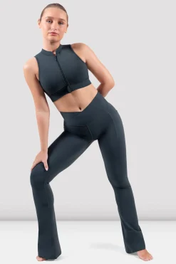 Bloch Crop Tops|Oberteile^Apex Everhold Crop Top mit Reißverschluss vorne greencharcoal