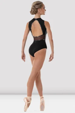 Bloch Trikots^Kara Turnanzug mit Blumenmuster und offenem Rücken für Damen black