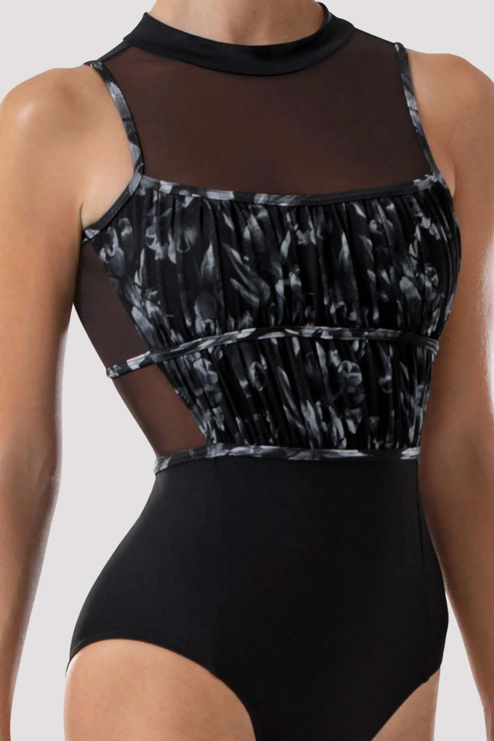 Bloch Trikots^Kara Turnanzug mit Blumenmuster und offenem Rücken für Damen black