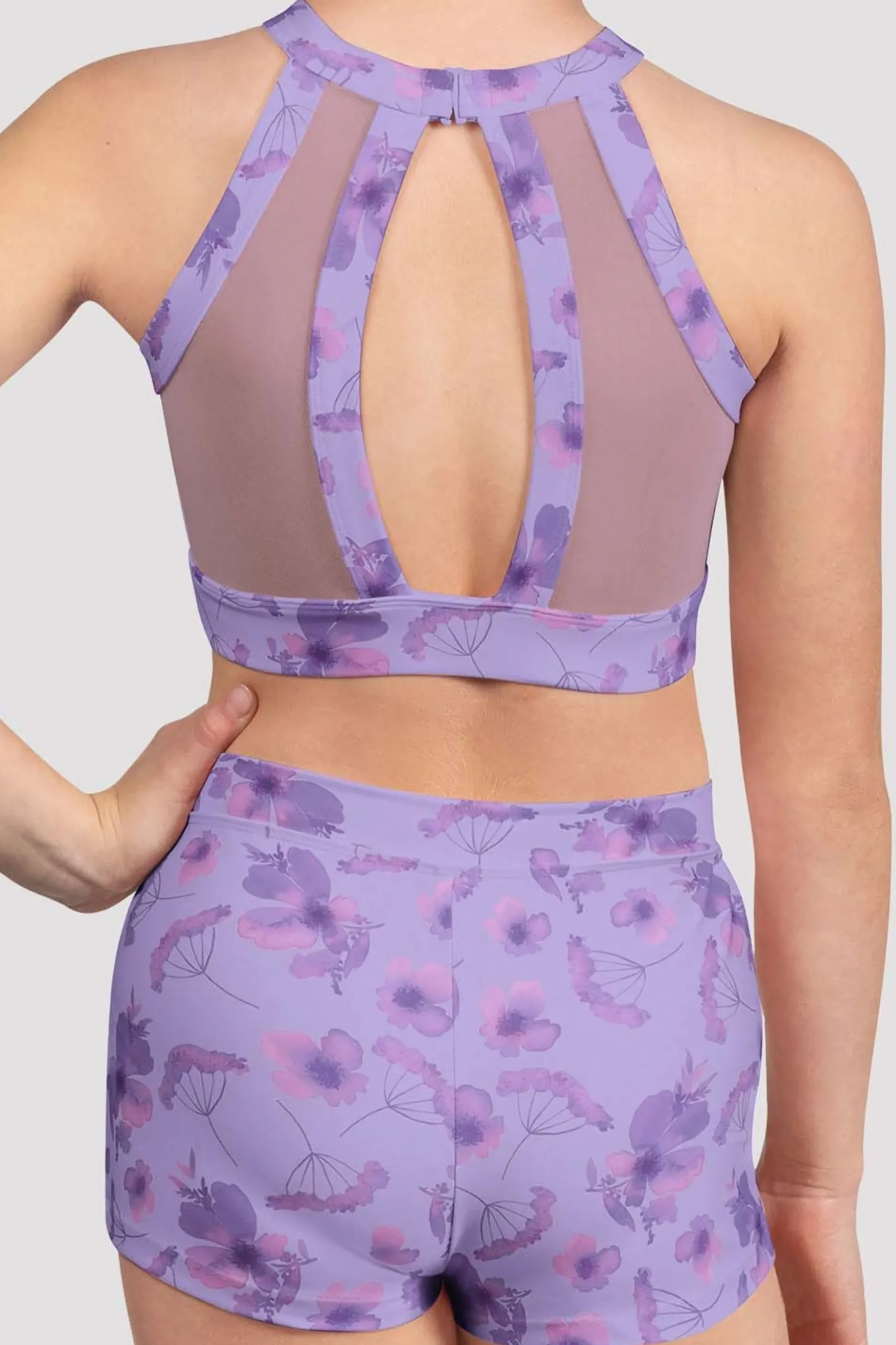 Bloch Oberteile^Mädchen – Aella – Kurzes Top mit Netzrücken lilac