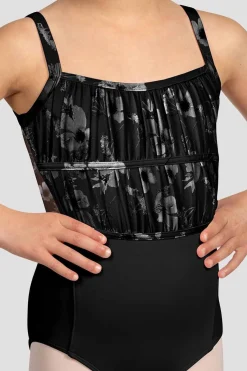 Bloch Trikots^Mädchen Brooke Trikot mit Blumenmuster und Netzrücken black