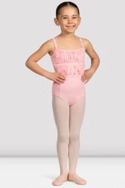 Bloch Trikots^Mädchen Brooke Trikot mit Blumenmuster und Netzrücken candypink
