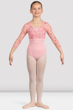 Bloch Oberteile^Mädchen Isobel Blumenoberteil mit 3/4-Ärmeln candypink