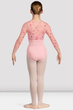 Bloch Oberteile^Mädchen Isobel Blumenoberteil mit 3/4-Ärmeln candypink