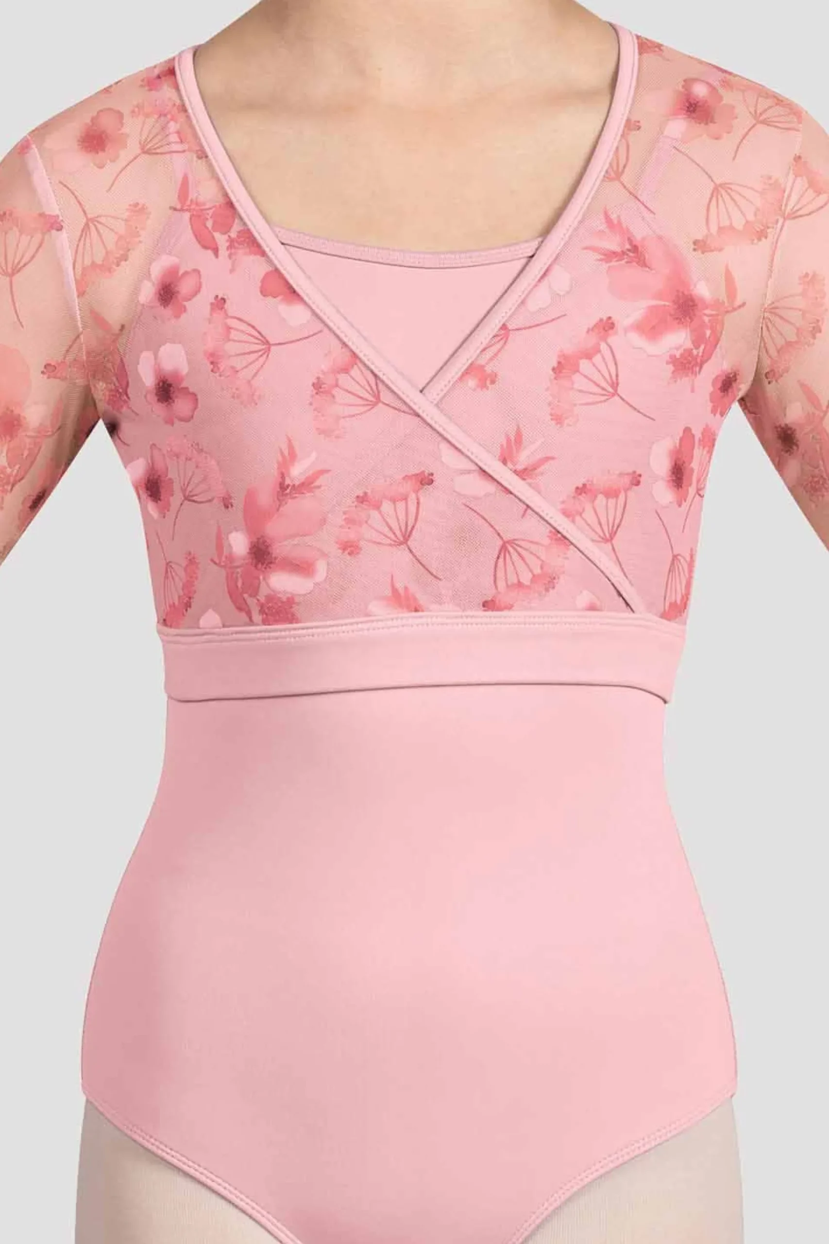 Bloch Oberteile^Mädchen Isobel Blumenoberteil mit 3/4-Ärmeln candypink