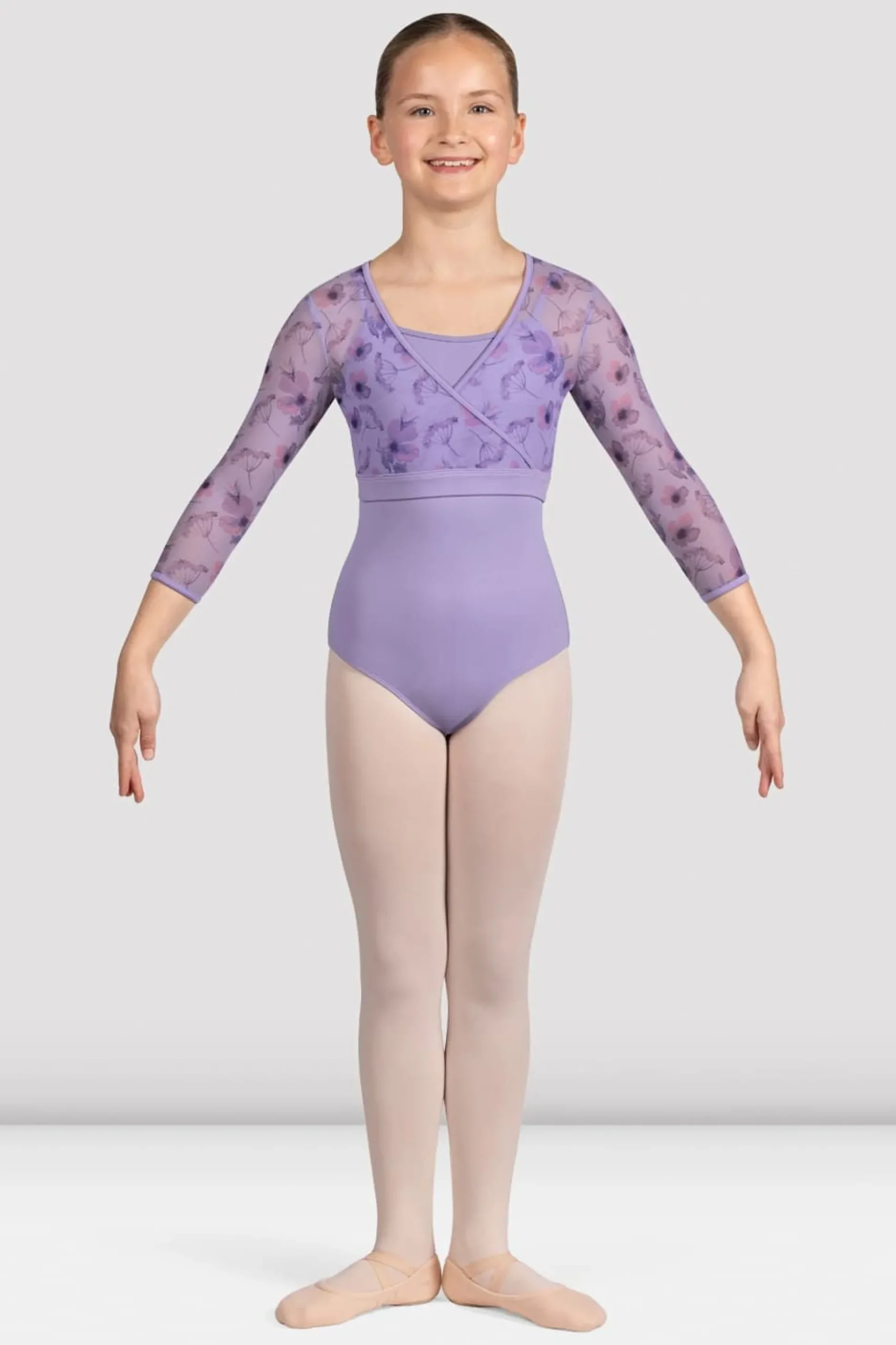 Bloch Oberteile^Mädchen Isobel Blumenoberteil mit 3/4-Ärmeln lilac