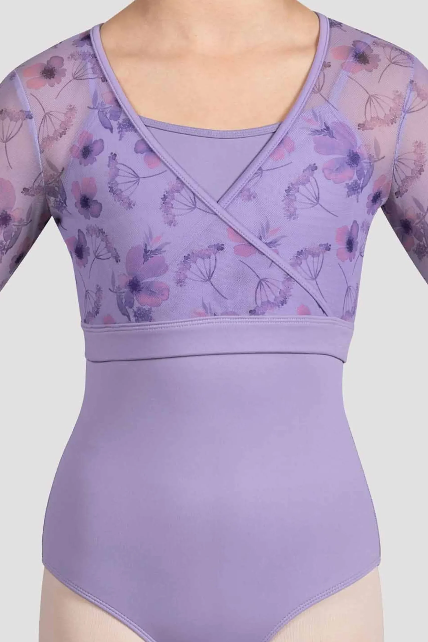 Bloch Oberteile^Mädchen Isobel Blumenoberteil mit 3/4-Ärmeln lilac