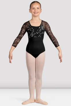 Bloch Oberteile^Mädchen Isobel Blumenoberteil mit 3/4-Ärmeln black