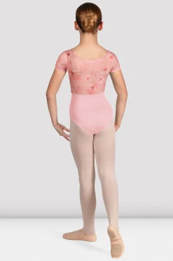 Bloch Trikots^Mädchen Remi Turnanzug mit Blumenmuster und Flügelärmeln candypink