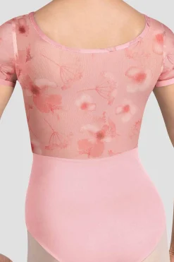 Bloch Trikots^Mädchen Remi Turnanzug mit Blumenmuster und Flügelärmeln candypink