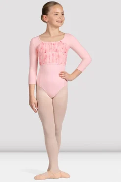 Bloch Trikots^Mädchen Sophie geblümtes Turntrikot mit 3/4-Ärmeln candypink