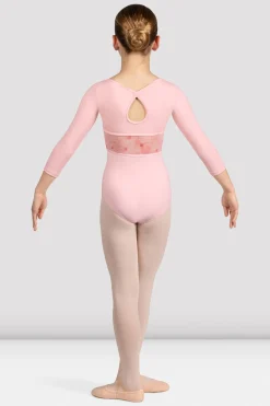 Bloch Trikots^Mädchen Sophie geblümtes Turntrikot mit 3/4-Ärmeln candypink