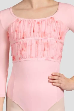 Bloch Trikots^Mädchen Sophie geblümtes Turntrikot mit 3/4-Ärmeln candypink