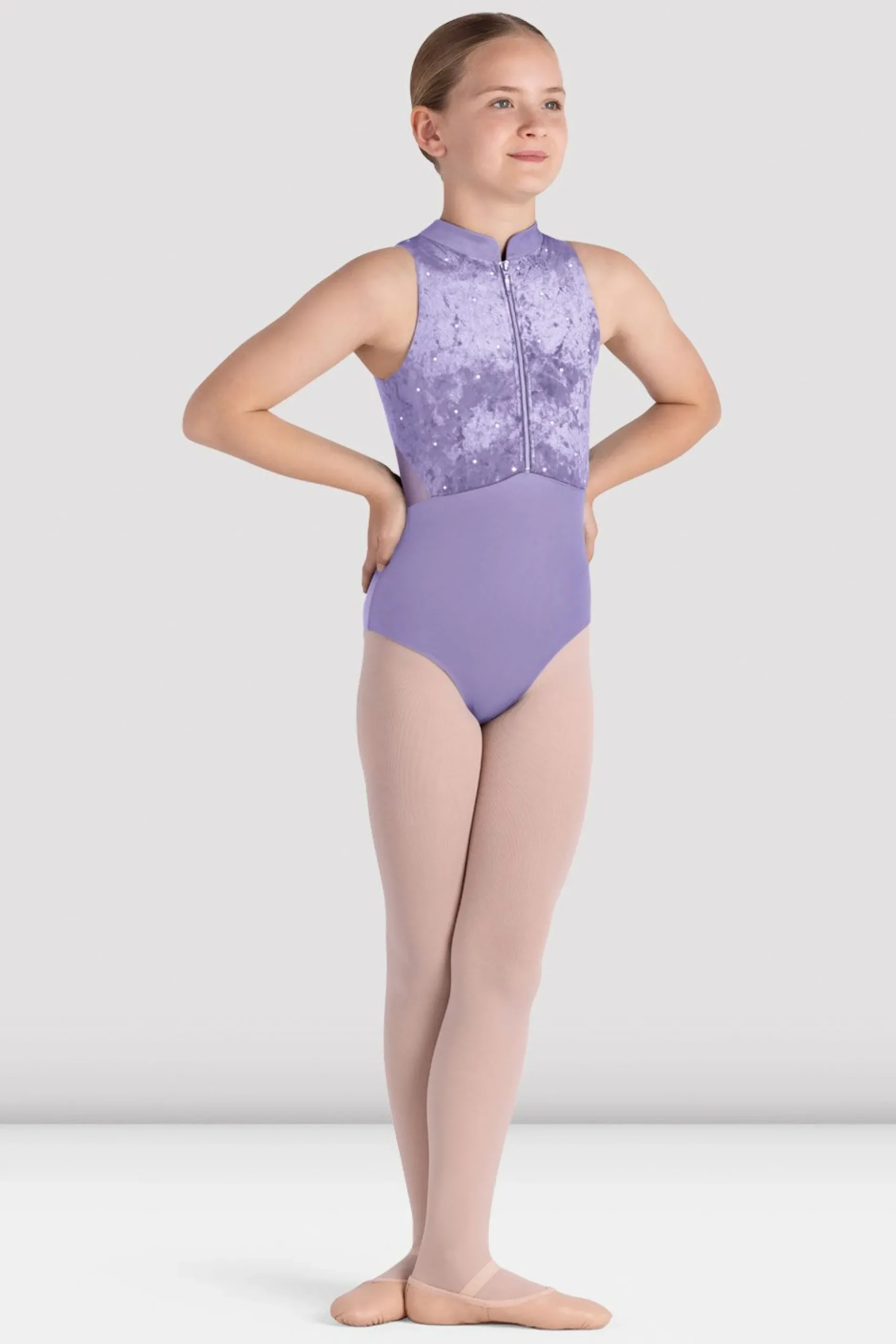 Bloch Trikots^Tanya Turnanzug mit Reißverschluss vorne für Mädchen lilac